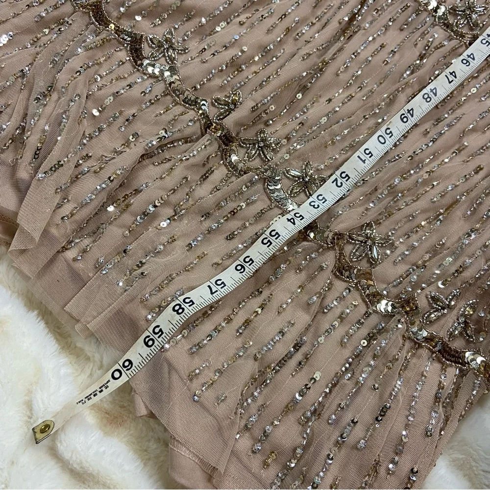 Mac Duggal cap sleeve sequin beaded embellished column gown nude 11175_8